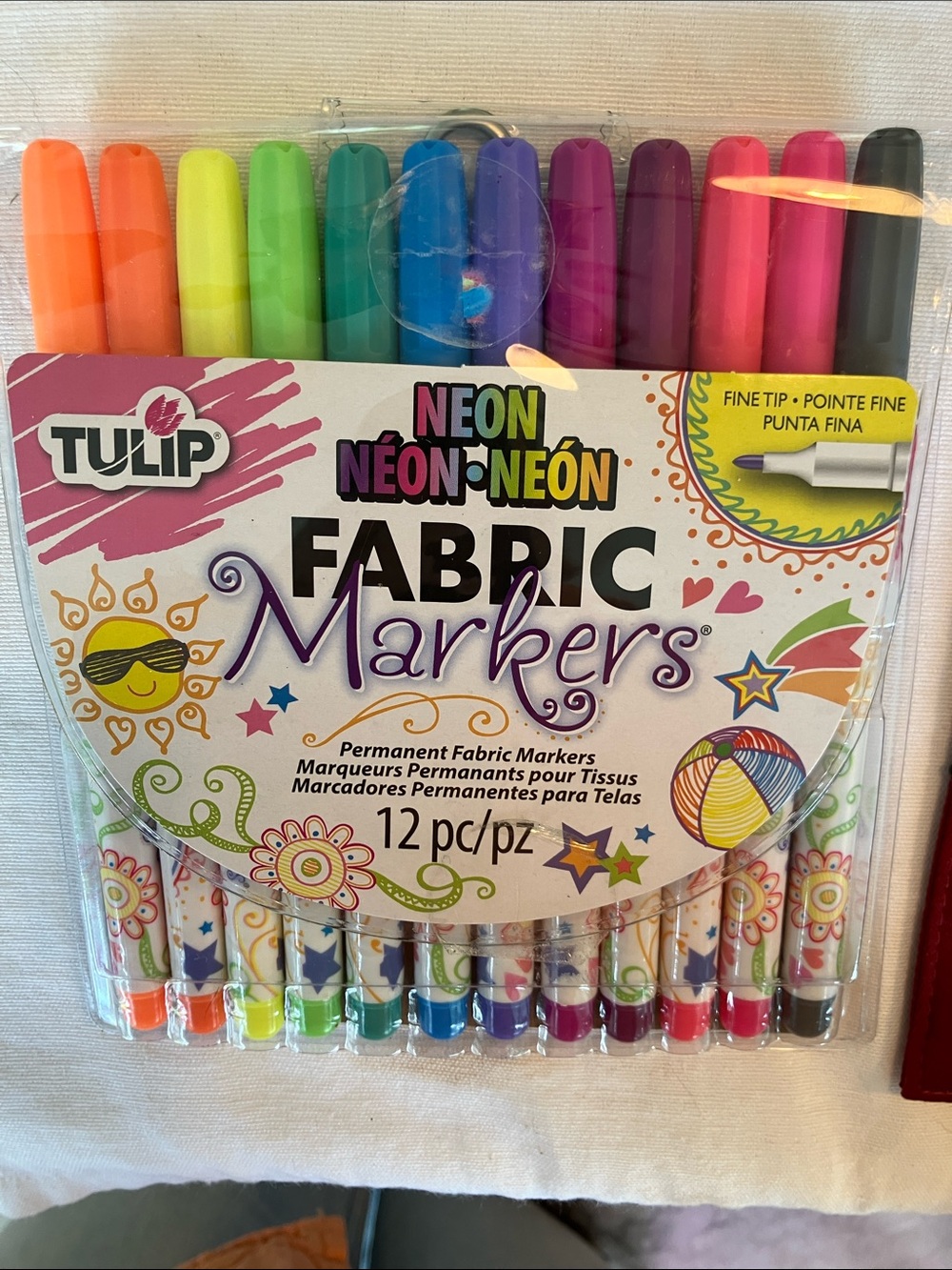 Neon Fabric Markers - 12-Pack (Multicolor)